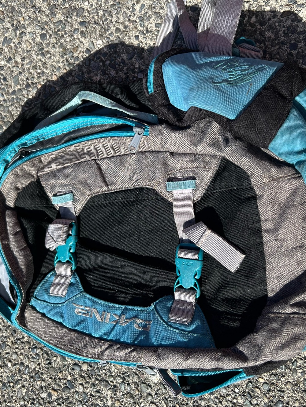 Dakine Teal and Gray Backpack with Buckle Closures